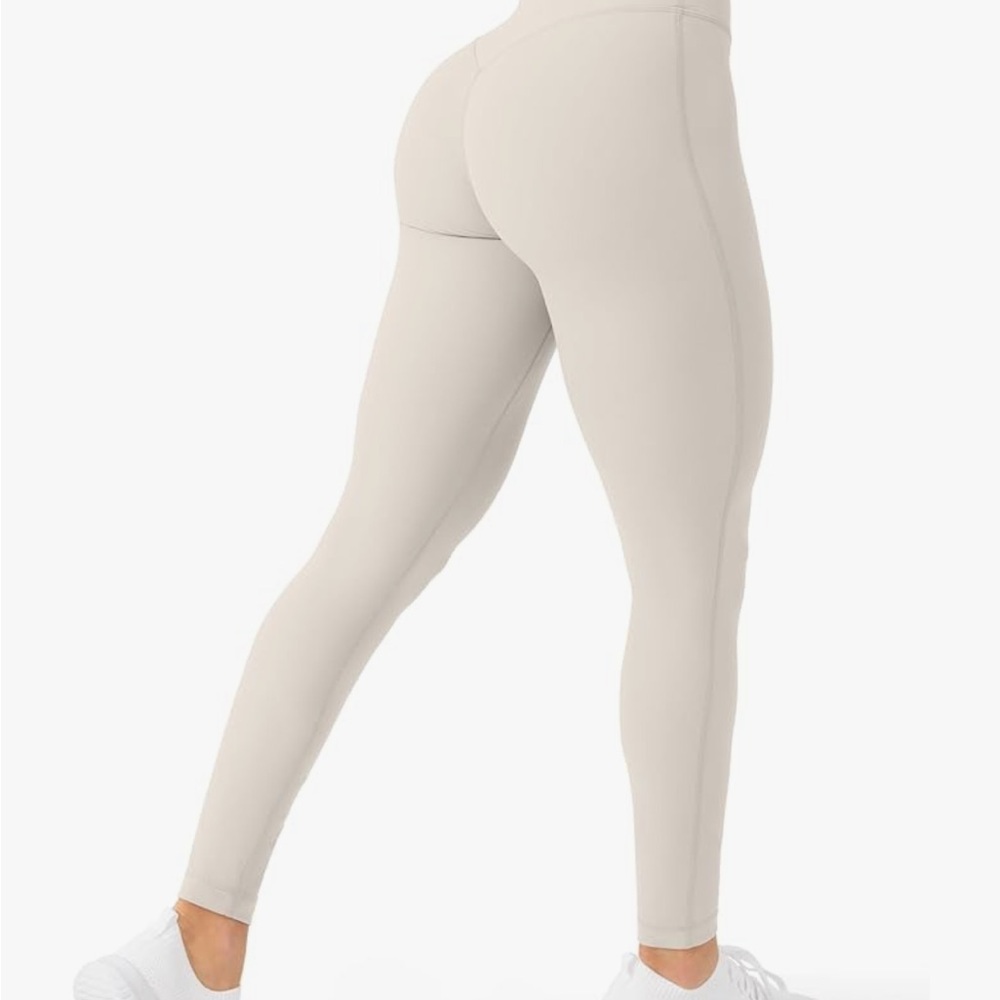 High-Rise Cream Leggings for Women - Sleek Everyday Support